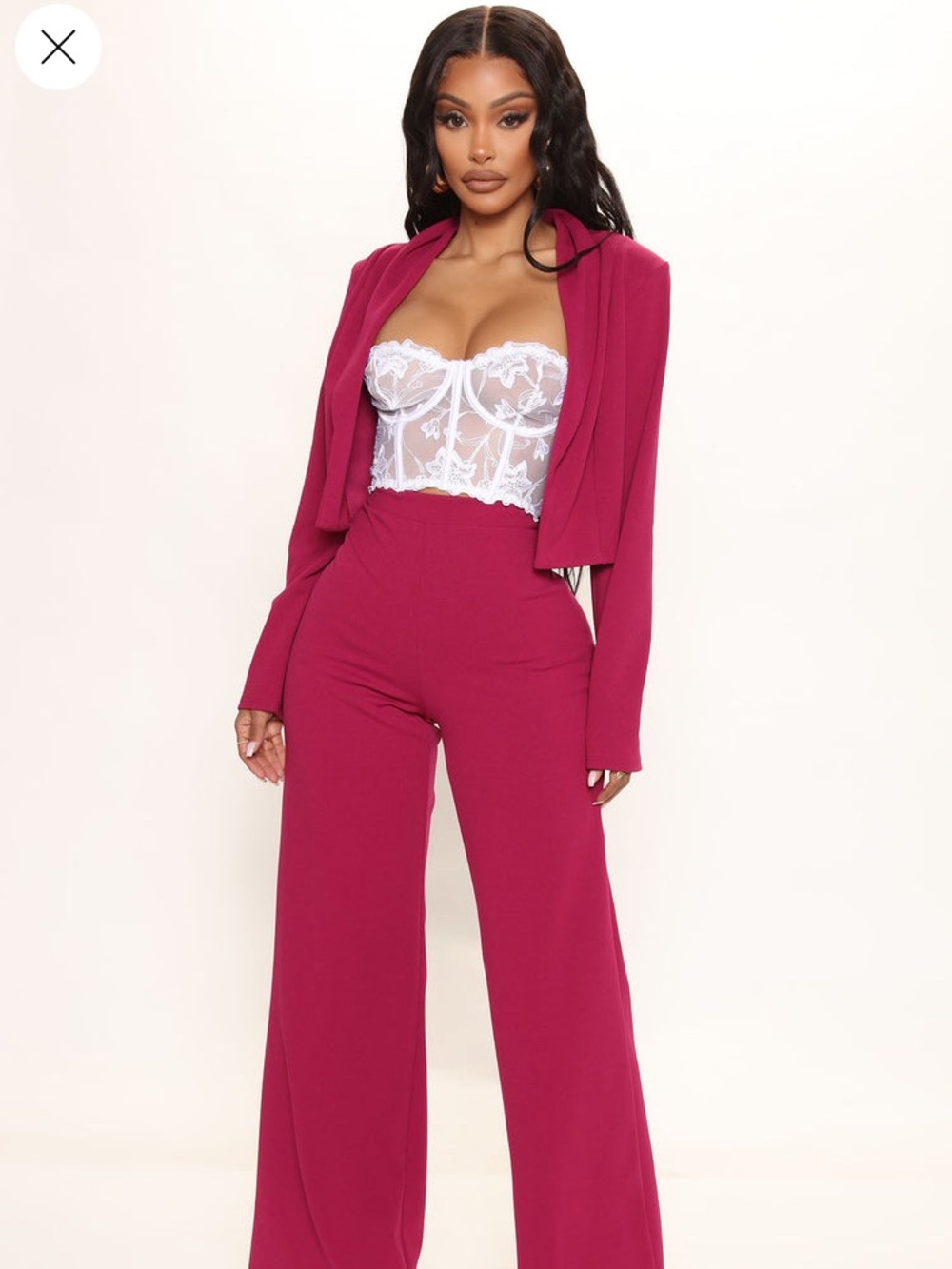 Fashion Nova High-Waist Wide Leg Pants in Magenta